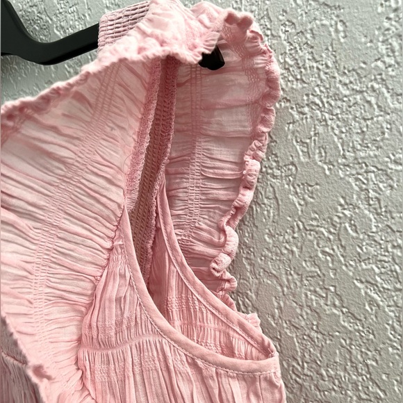 DESIGN 365 Pink Flutter Short Sleeves Tops Cotton Smocked top Casual blouse - Picture 6 of 6